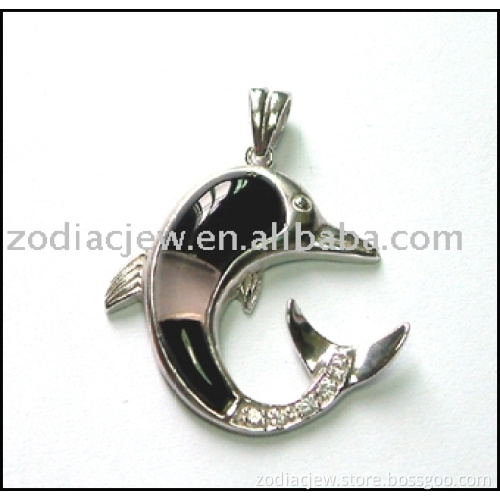925 sterling silver with black agate pendant